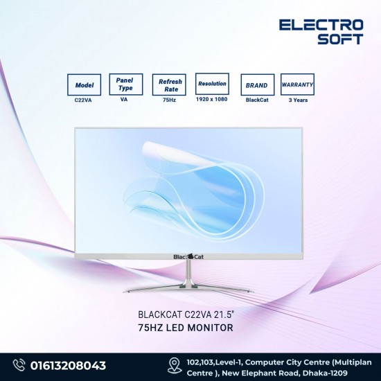 BlackCat C22VA 21.5″ Full HD 75Hz LED Monitor Silver