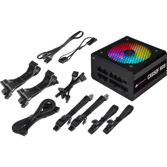 Corsair CX650F RGB White 650 Watt 80 Plus Bronze Fully Modular Power Supply