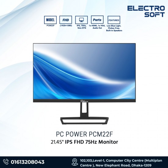 PC Power PCM22F 21.45 Inch FHD HDMI, VGA Black Borderless Monitor PC Power PCM22F 21.45 Inch FHD HDMI, VGA Black Borderless Monitor