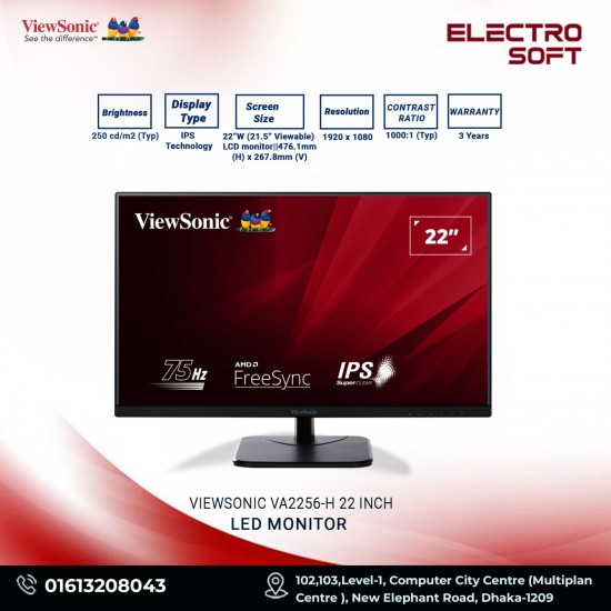 ViewSonic VA2256-H 21.5 Inch FHD HDMI VGA Monitor ViewSonic VA2256-H 21.5 Inch FHD HDMI VGA Monitor