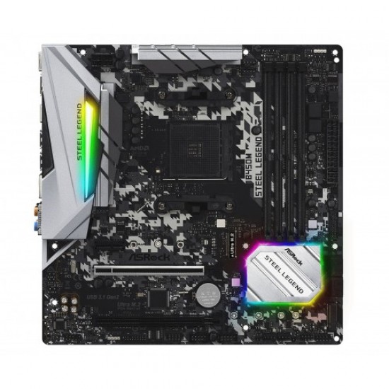 Asrock B450M Steel Legend AMD Micro-ATX Motherboard Asrock B450M Steel Legend AMD Micro-ATX Motherboard